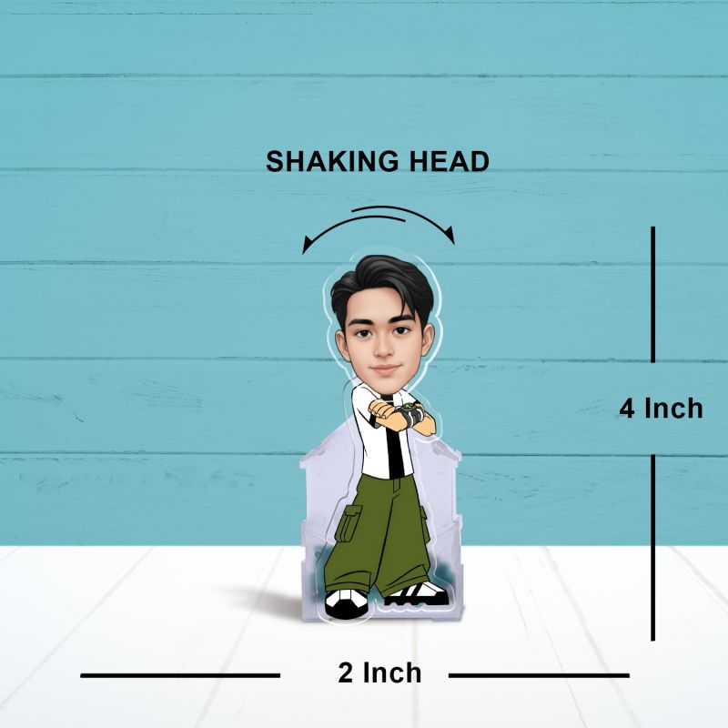 Acrylic Ben10 Theme Cartoon Battery Powered Funny Face Caricature with Shaking Head Feature Bobblehead Figurine for Car Dashboard, Office Table,Home Decor Gift for Kids & Ben10 Lovers